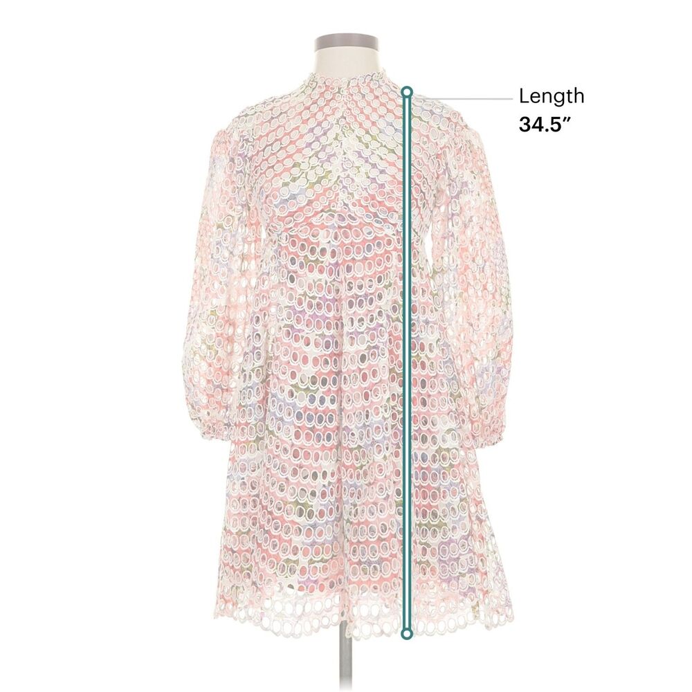 Zimmermann Multicolor Eyelet Lace Floral Mini Dress 0P - Picture 5 of 7